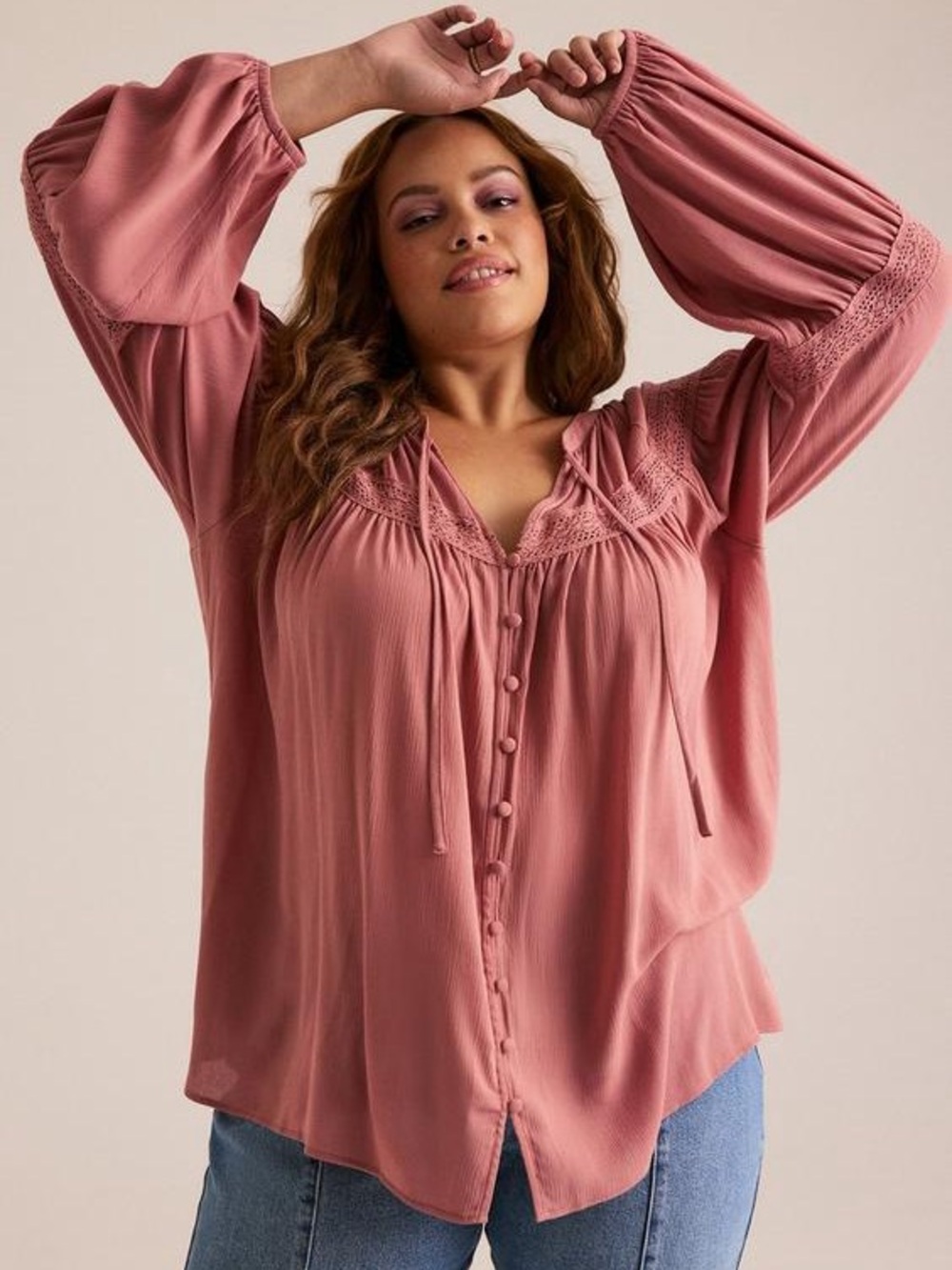 Torrid Festi Lace Inset Blouse Size 2X